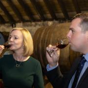 Liz Truss and Douglas Ross on a visit to whisky distillery in Elgin
