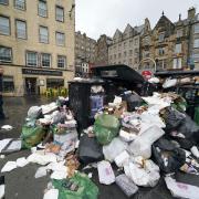 Overflowing bins in the Grassmarket area of Edinburgh where cleansing workers went on strike in summer.