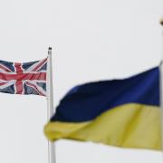 An Ukrainian and Union flag flying above Spanish City in Whitley Bay, North Tyneside (PA)