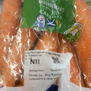 Carrots from Shropshire were being advertised with a Scottish flag on them