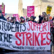 UCU members protest outside the Scottish Parliament