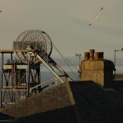 The winding wheel of Haig Colliery Mining Museum in Whitehaven, Cumbria