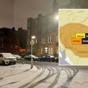 An amber warning is in place in Central Scotland. Photo shows snowfall in Glasgow