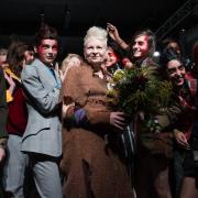 Vivienne Westwood walks the runway after her Red Label show in 2015