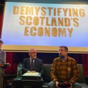The SNP's economic spokesperson Stewart Hosie(centre) speaking at the Scotonomics conference in Dundee