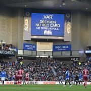 VAR checks a tackle in a match between Rangers and St Johnstone
