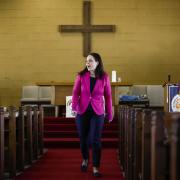 Kate Forbes visits St Mark's Parish Church in Stirling during the SNP leadership contest
