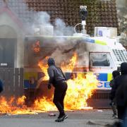 Police have come under attack during a republican march in Northern Ireland
