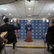 Pentagon spokesman U.S. Air Force Brig. Gen. Patrick Ryder speaks during a media briefing at the Pentagon