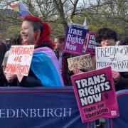 Activists protesting a screening of Adult Human Female at Edinburgh University