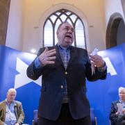 Alba leader Alex Salmond speaking at a party meeting in January