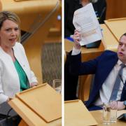 Douglas Ross, right, accused Jenny Gilruth, left of a ministerial code breach
