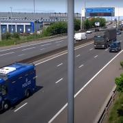 Nuclear warhead convoy passes along the M74 in Glasgow