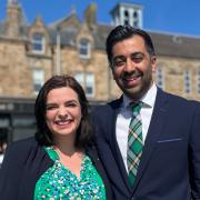 Katy Loudon pictured in Glasgow with First Minister Humza Yousaf