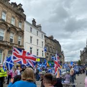 A group of five Unionist counter protesters turned up at the march in Stirling to demonstrate against independence