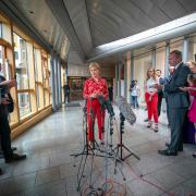 Nicola Sturgeon answering questions at Holyrood after her arrest as part of a probe into SNP finances