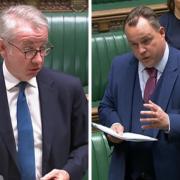 SNP MP Chris Stephens, right, and Tory minister Michael Gove, left, clashed in the House of Commons