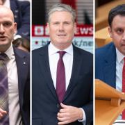From left: SNP Westminster group leader Stephen Flynn, Labour leader Keir Starmer, and Scottish Labour group leader Anas Sarwar