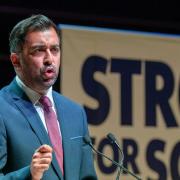 First Minister Humza Yousaf speaking at the SNP conference