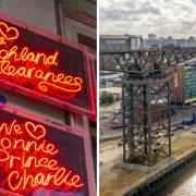The controversial 'We love the Highland Clearances' image has been replaced by one showing the Finnieston Crane
