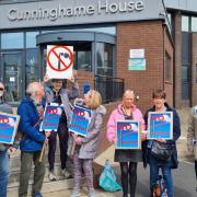 Campaigners protesting the building of a new incinerator in Irvine