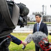Prime Minister Rishi Sunak speaking to the media during his visit to the St Fergus Gas Plant in Peterhead, Aberdeenshire