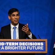 Prime Minister Rishi Sunak delivers a speech on the plans for net-zero commitments in the briefing room at 10 Downing Street