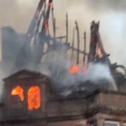 Ayr Station Hotel on fire