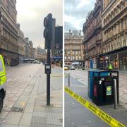 Police have taped off the area around Glasgow Central