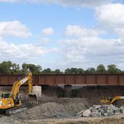 Construction teams work on the HS2 line, which will now only run from Birmingham to London
