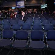 Empty seats in the auditorium during the Conservative Party conference