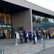 Staff picketing at the University of the Highlands and Islands on Tuesday