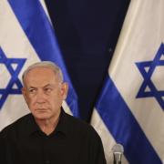 Israeli Prime Minister Benjamin Netanyahu attends a press conference