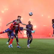 Flares were set off in the stands as Dundee and Rangers played at Dens Park on Wednesday night