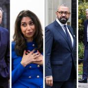 David Cameron (left) has been made Foreign Secretary, James Cleverly (second from right) has replaced Suella Braverman as Home Secretary, and Steve Barclay (right) has moved from health to environment