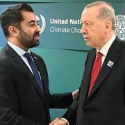 First Minister Humza Yousaf shakes hands with Turkish president Recep Erdogan