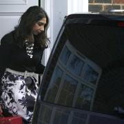 Suella Braverman pictured at home following her sacking by Rishi Sunak