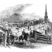 Illustrated view of Ayr in 1844, the birth-place of Robert Burns