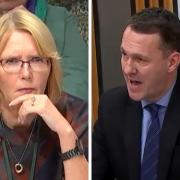 Teresa Medhurst clashed with Russell Findlay over prison policy for transgender inmates