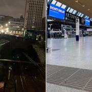 Glasgow Queen Street station was left deserted on Monday morning as Storm Isha caused travel chaos
