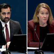First Minister Humza Yousaf (left) and Liz Lloyd, Nicola Sturgeon's former chief of staff, at the Covid Inquiry