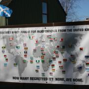 The banner was inspired by materials from Yes Oban