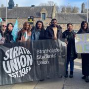 Students gathered outside the Scottish Parliament in protest against education cuts