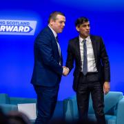 Prime Minister Rishi Sunak with Scottish Conservative leader Douglas Ross during the Scottish Conservative party conference at the Event Complex Aberdeen