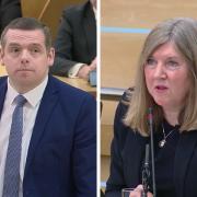 Douglas Ross's speech was interrupted by a protester during FMQs