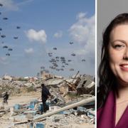 Humanitarian aid is airdropped to Palestinians over Gaza City / Alicia Kearns MP