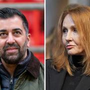 First Minister Humza Yousaf (left) and Harry Potter author JK Rowling