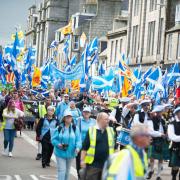Thousands march down Union Street in Aberdeen to show there support for Scottish independence