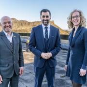 From left: Patrick Harvie, Humza Yousaf, and Lorna Slater reaffirm the Bute House Agreement after Yousaf is elected SNP leader