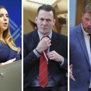 Meghan Gallacher (left), Russell Findlay (middle) and Jamie Greene could all be in contention to take over as leader of the Scottish Conservatives